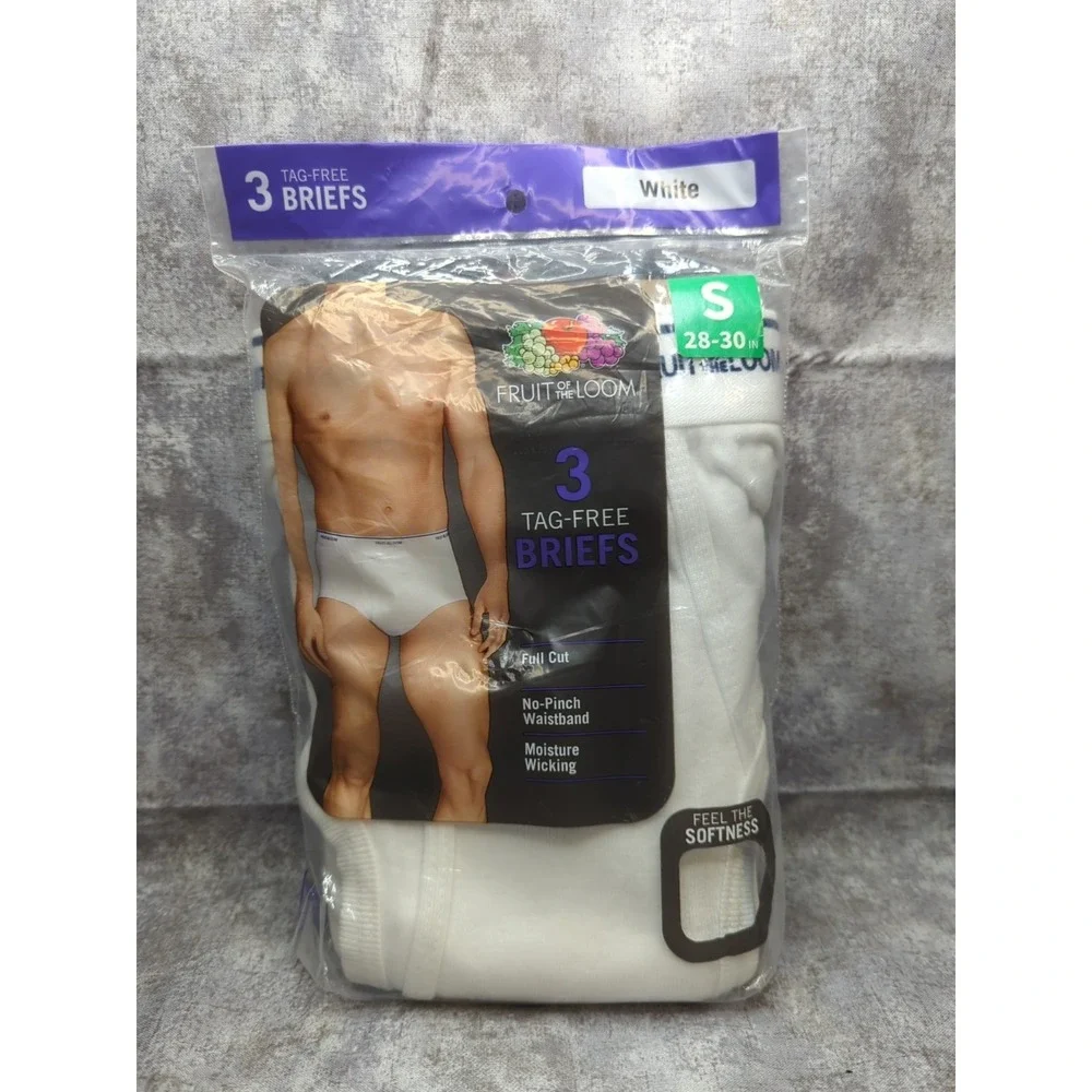 Fruit of the Loom Men's White Briefs UnderWears 3 Pack Size Small NEW!!!